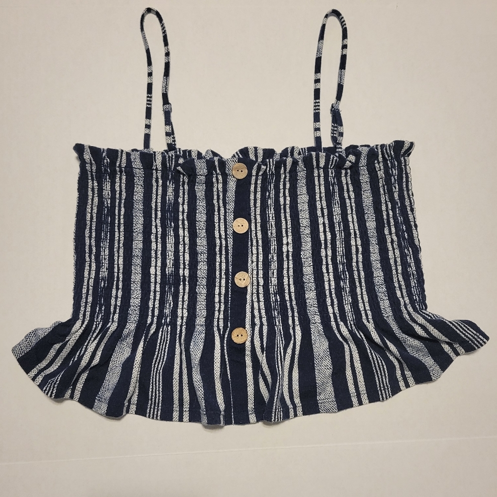 No Boundaries Crop top, Blue And White Stipes, Size Large